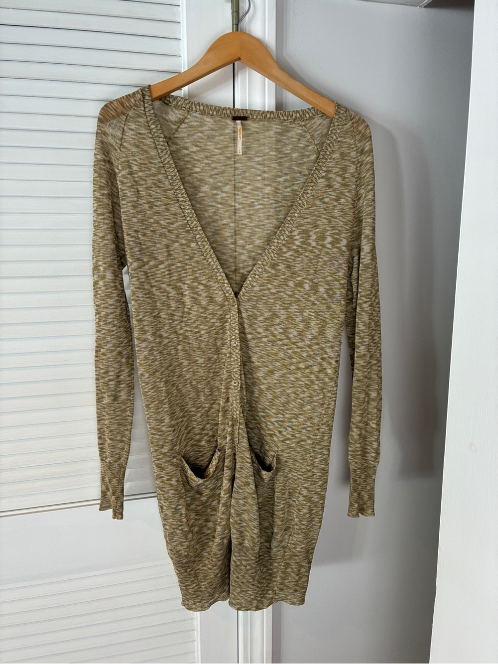 Free People Space Dye Cardigan Sweater Coastal Grandma Knit Earthy Lightweight M